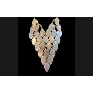 Gold Silver Tiered Fringe Collar Bold Necklace 17-21” New